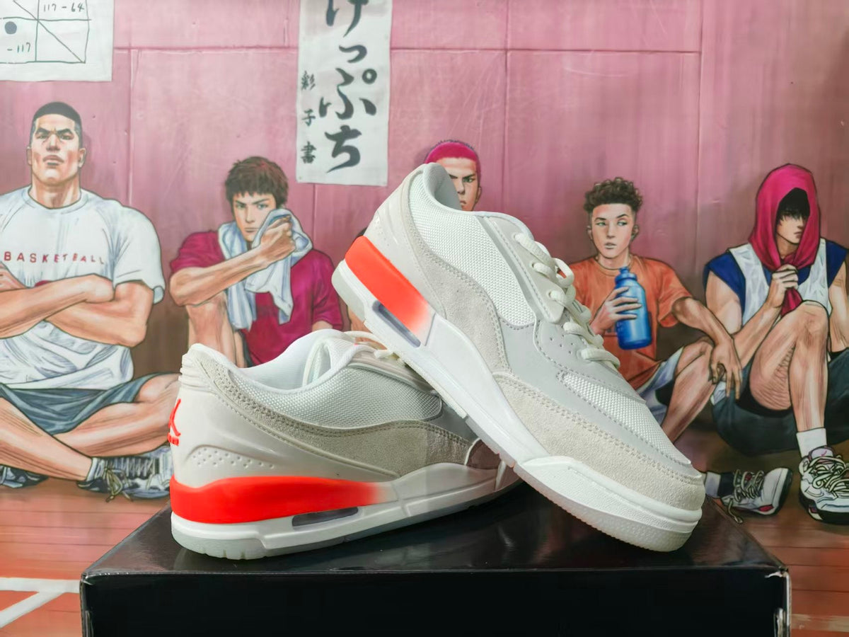 Jordan Air Sneakers White with Orange Accents