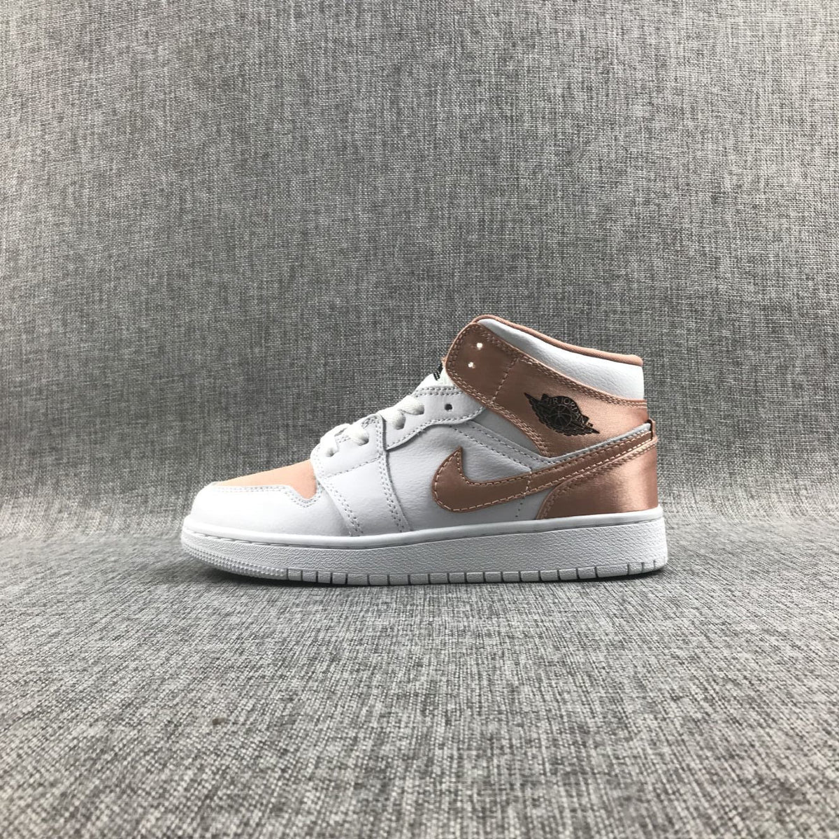 Air Jordan 1 Mid Rose Gold White Sneakers 555112-190