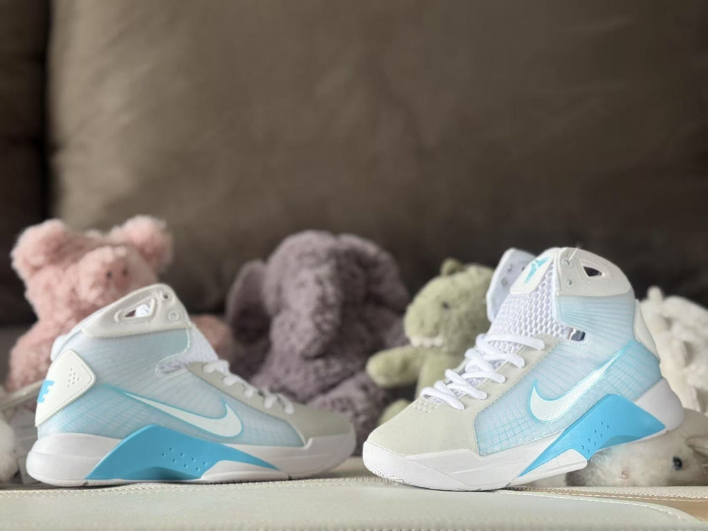Nike HD2008 Kids High-Top Sneakers in White and Blue