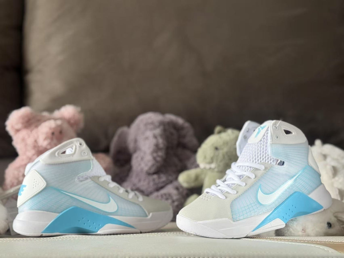 Nike HD2008 Kids High-Top Sneakers in White and Blue