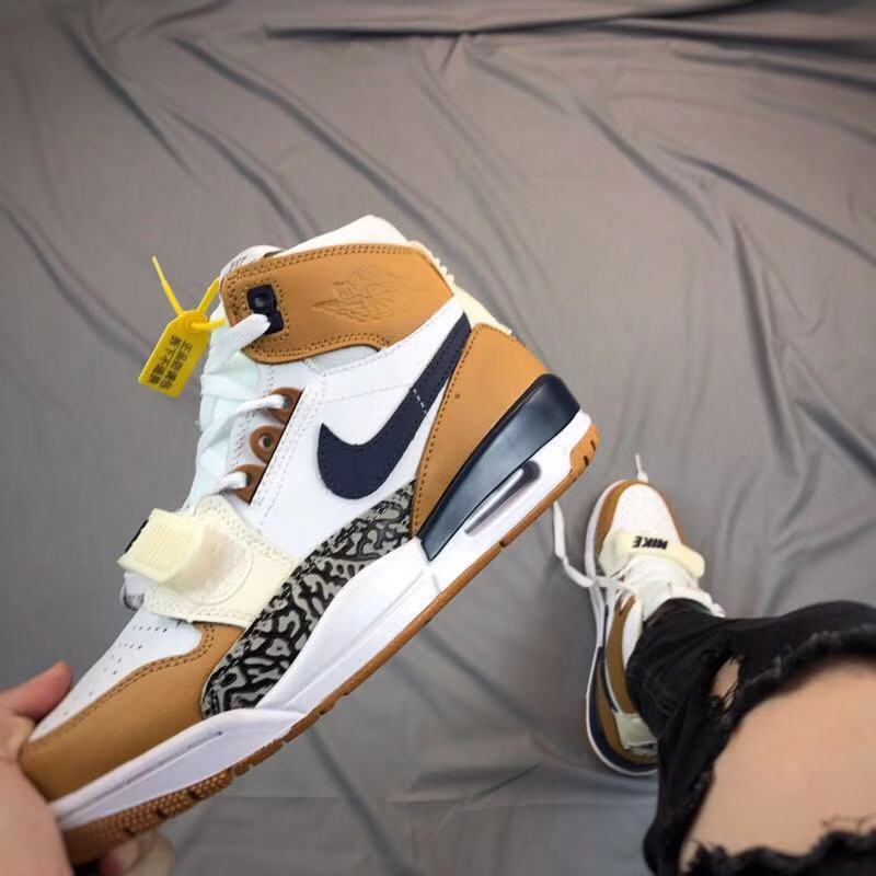 Air Jordan Legacy 312 High-Top Sneakers in White and Tan