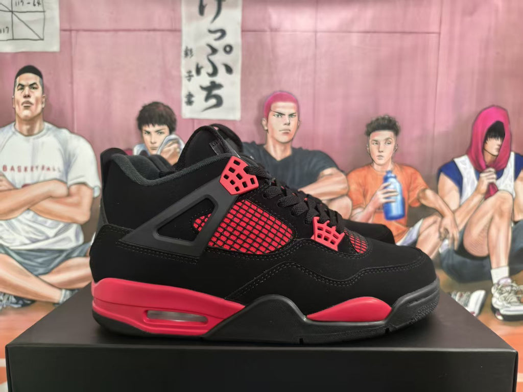 Jordan 4 Black and Red Basketball Sneakers