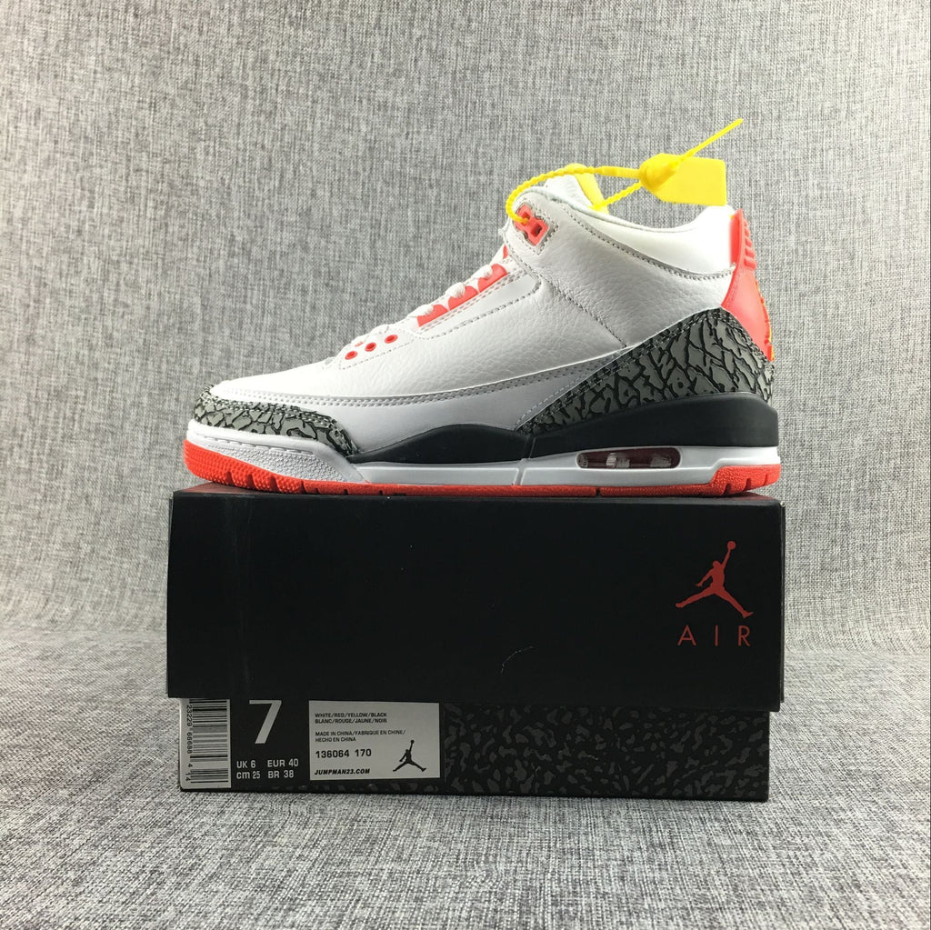 Jordan 3 White Red Yellow Black Sneakers