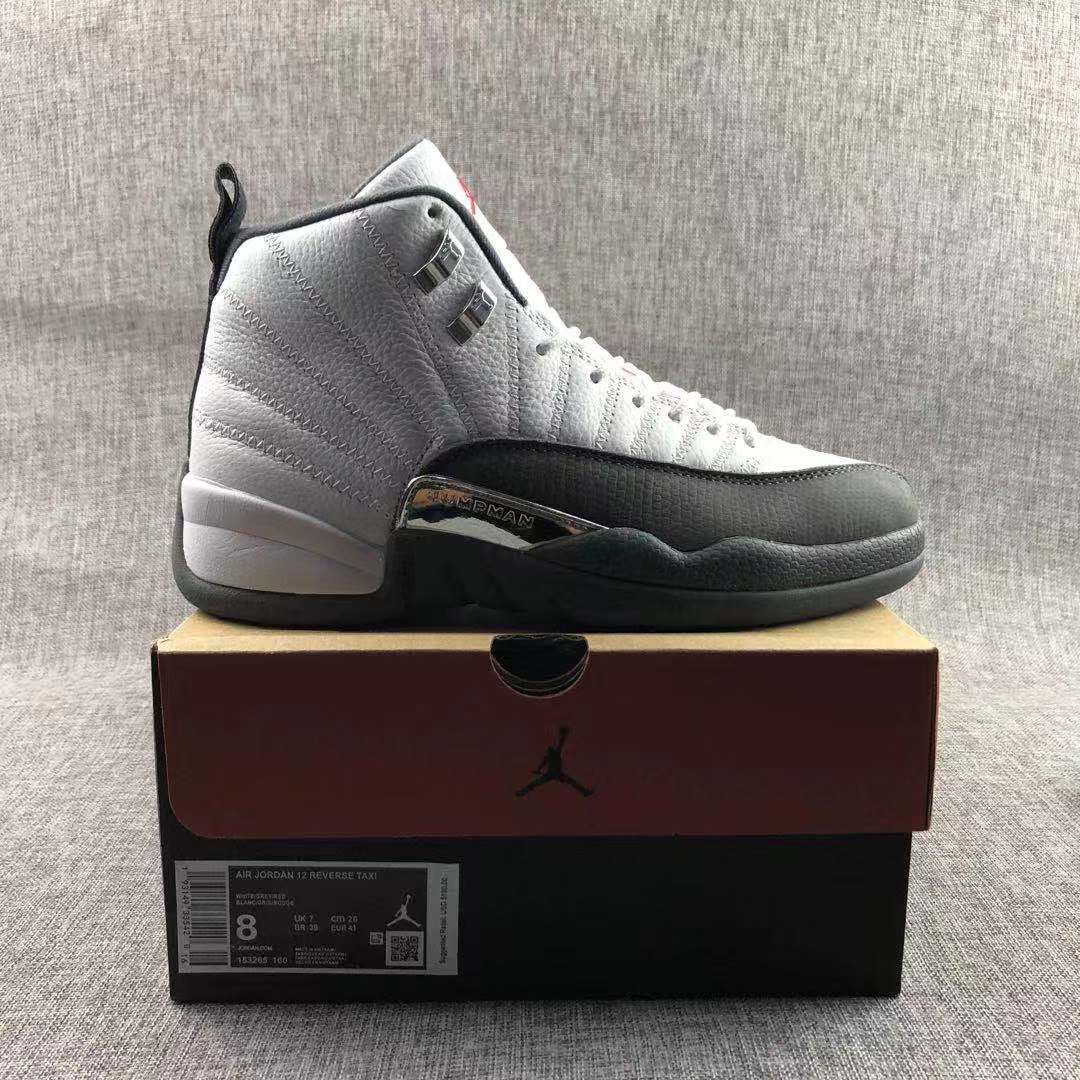 Jordan Air Jordan 12 Reverse Taxi Sneakers White Black