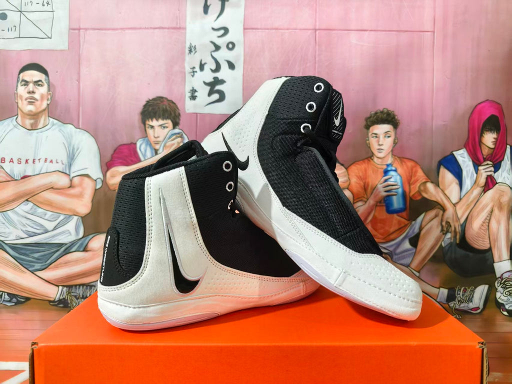 Nike Wrestling Shoes Black and White High-Top