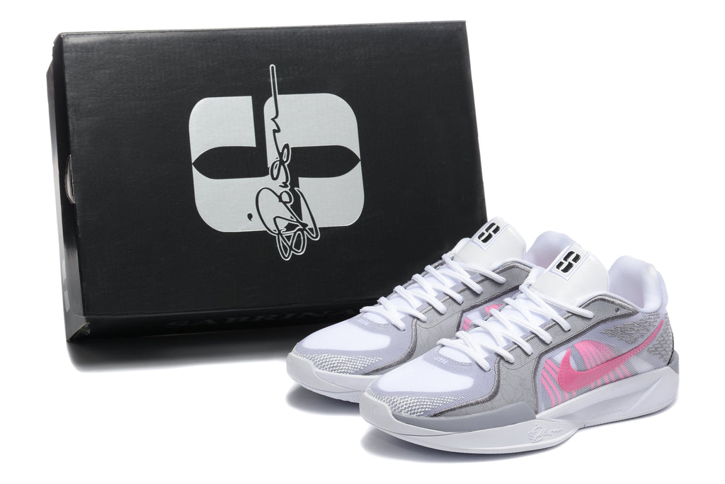 Nike FQ2174-100 Basketball Shoes, White and Grey with Pink