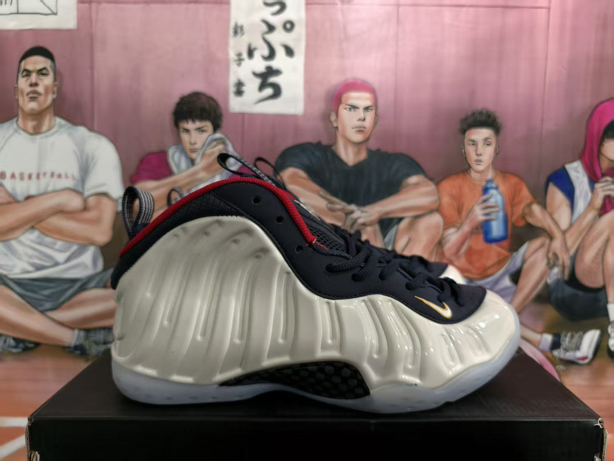 Nike Air Foamposite One Basketball Sneakers White Navy Red
