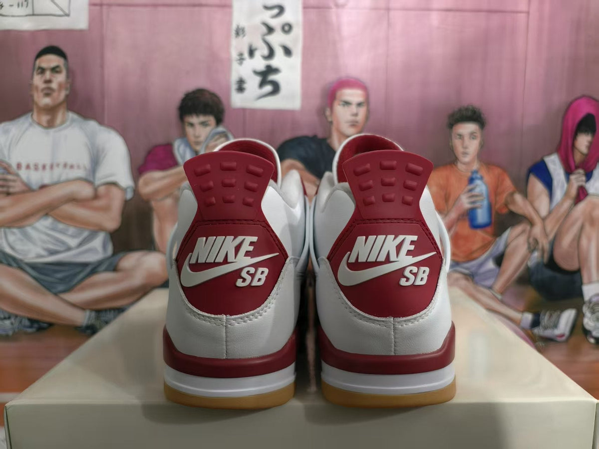 Nike Air Jordan 4 Retro SB White Grey Red Sneakers
