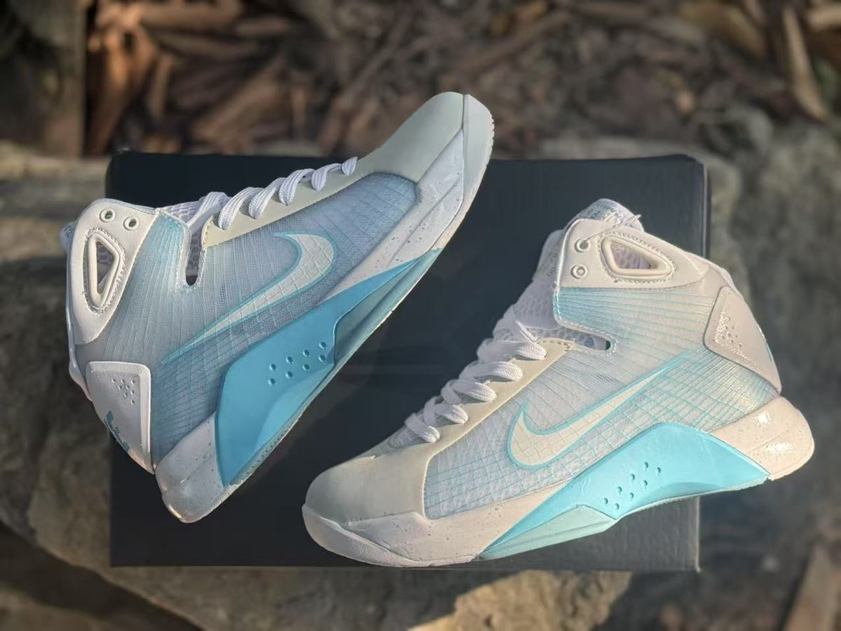 Nike HD2008 High-Top Basketball Sneakers White Light Blue
