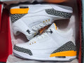 Jordan 3 White and Orange Men's Sneakers
