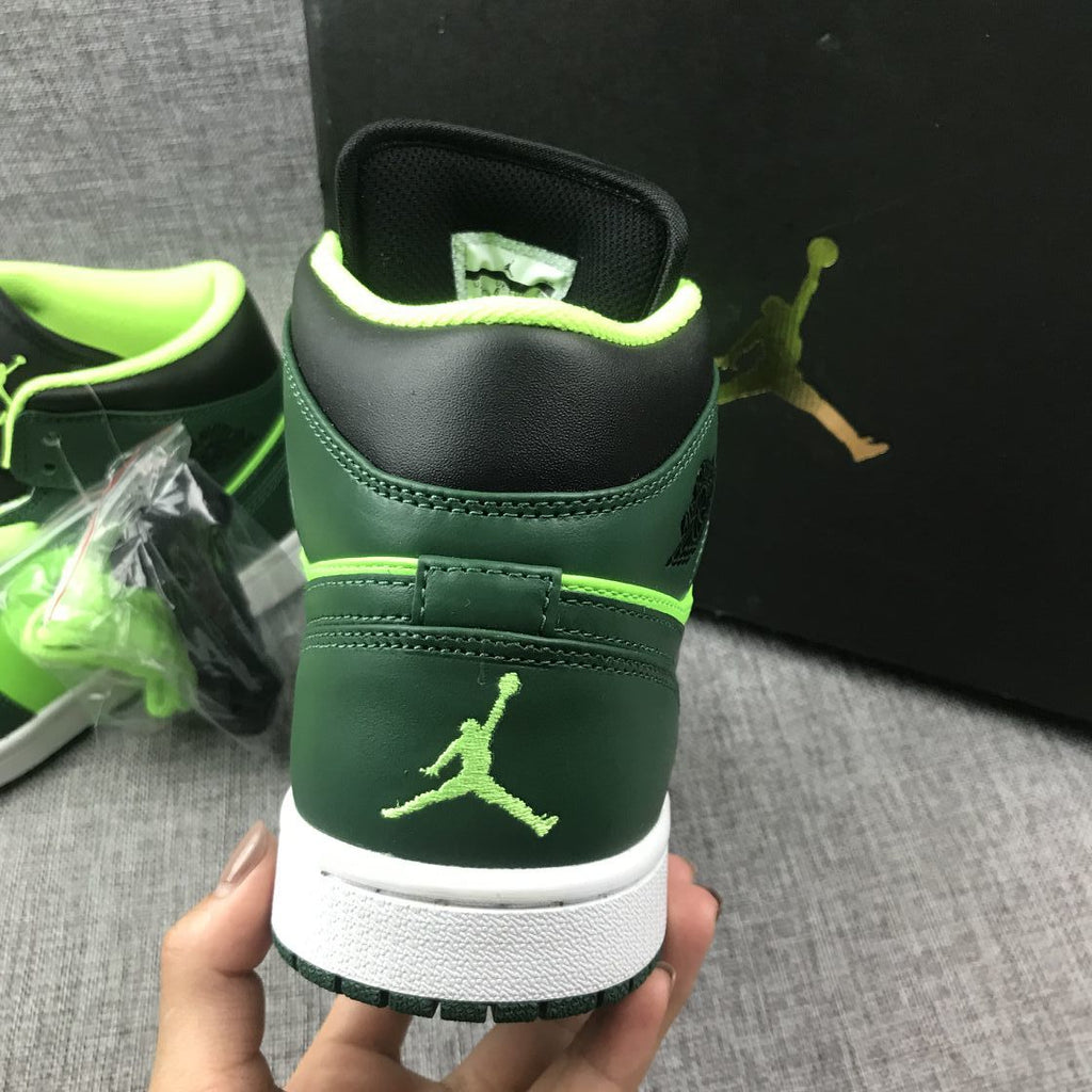 Jordan 1 Mid Fluorescent Green Sneakers 554724-330