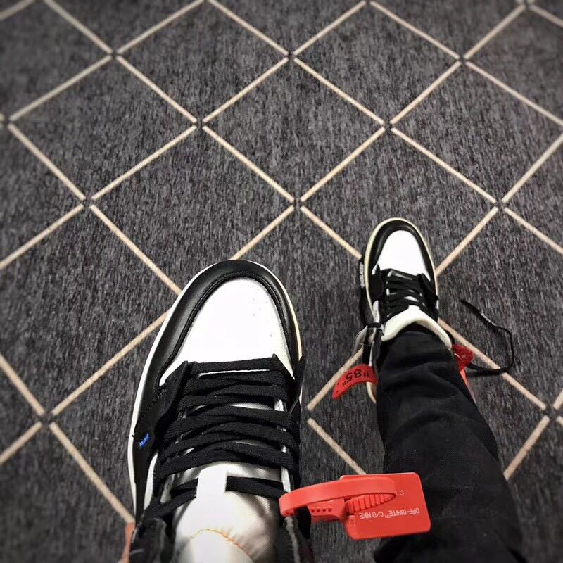 Air Jordan 1 Off-White Black Orange High-Top Sneakers