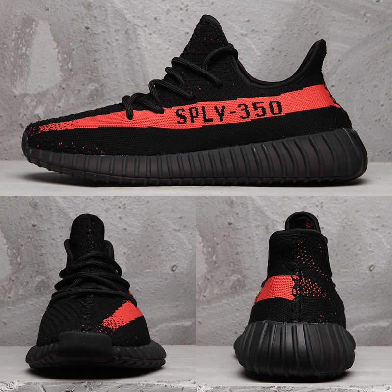 Yeezy 350 V2 SPLV-350 Black and Red Sneakers