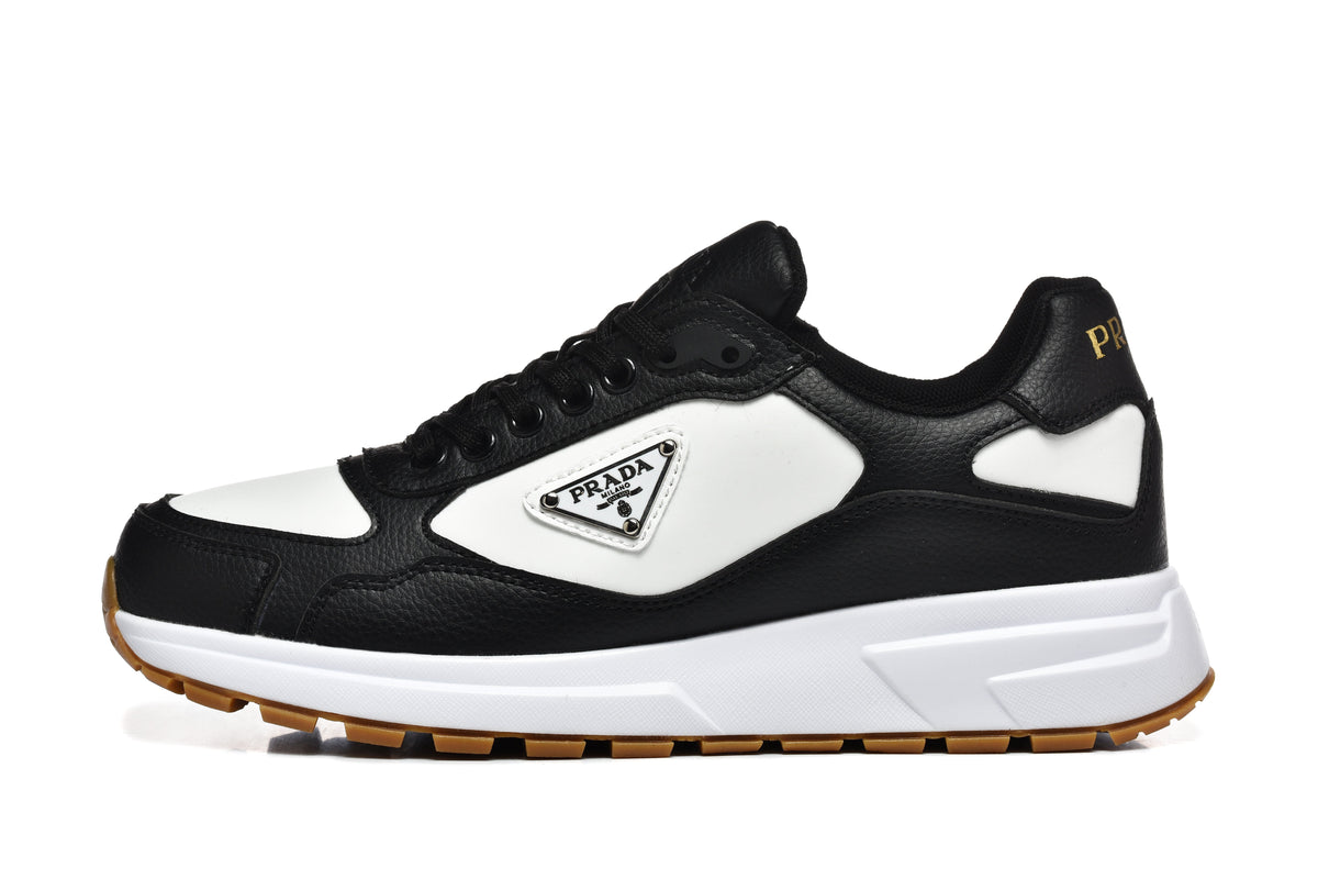 Prada Black and White Logo Low-Top Sneakers