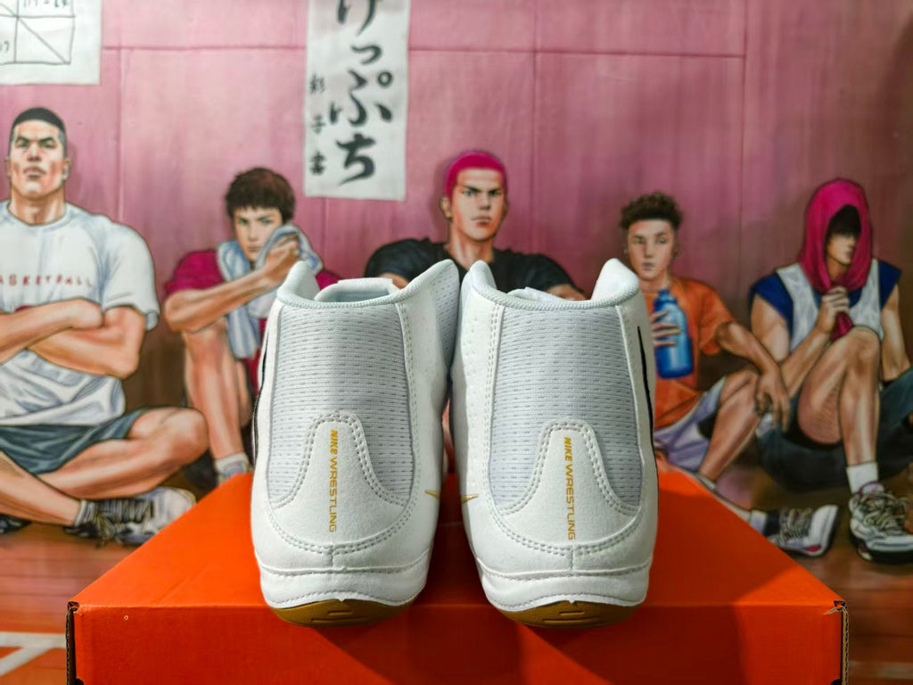 Nike Wrestling Shoes White and Gold