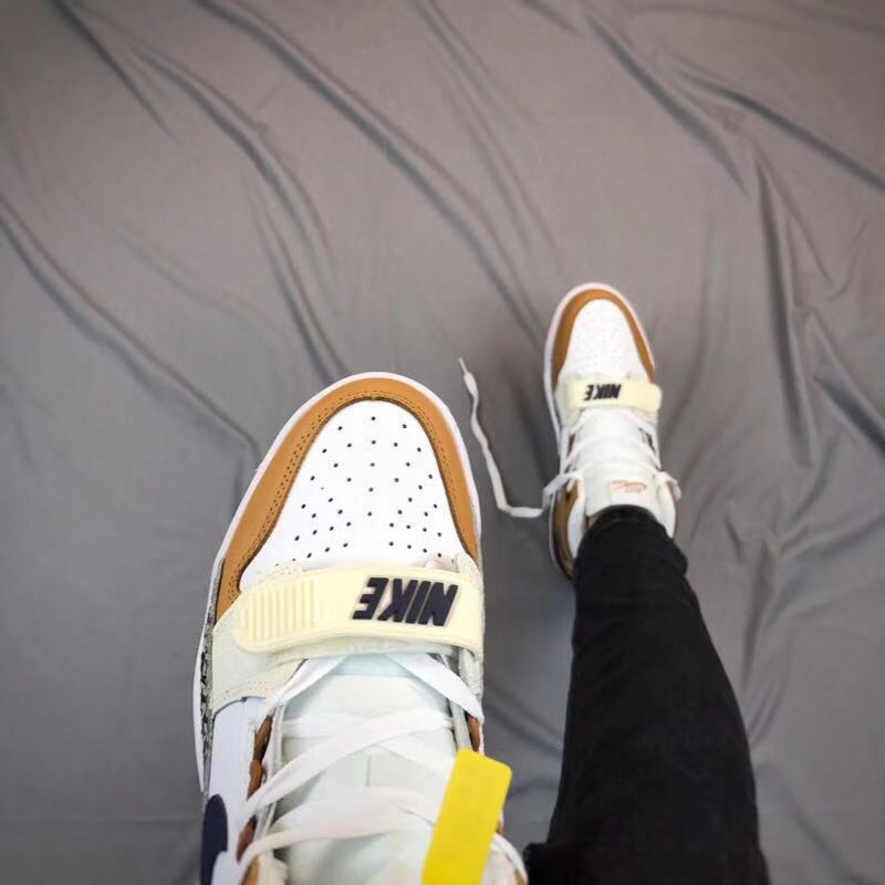 Air Jordan Legacy 312 High-Top Sneakers in White and Tan