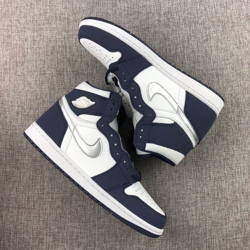 Air Jordan 1 Co.JP High Sneakers White Navy Silver DC1788-100