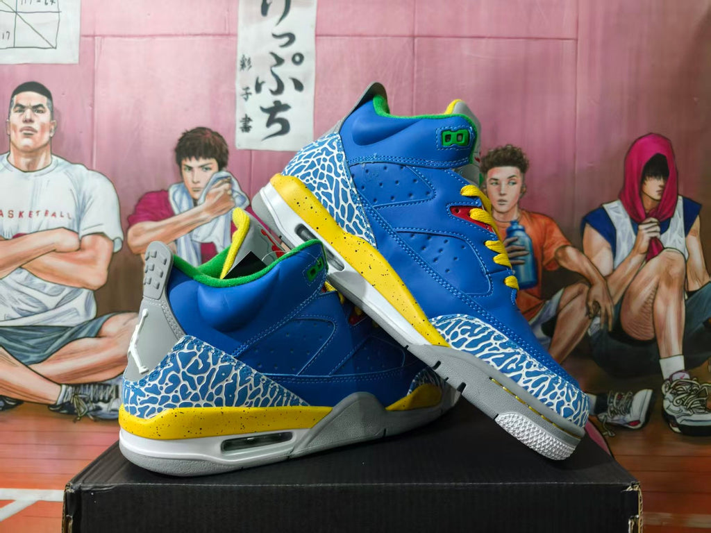 Jordan 3 Blue and Yellow Basketball Sneakers