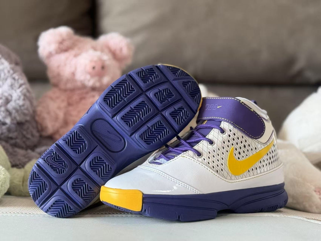 Nike Kobe 2 Kids Basketball Sneakers White Purple Yellow