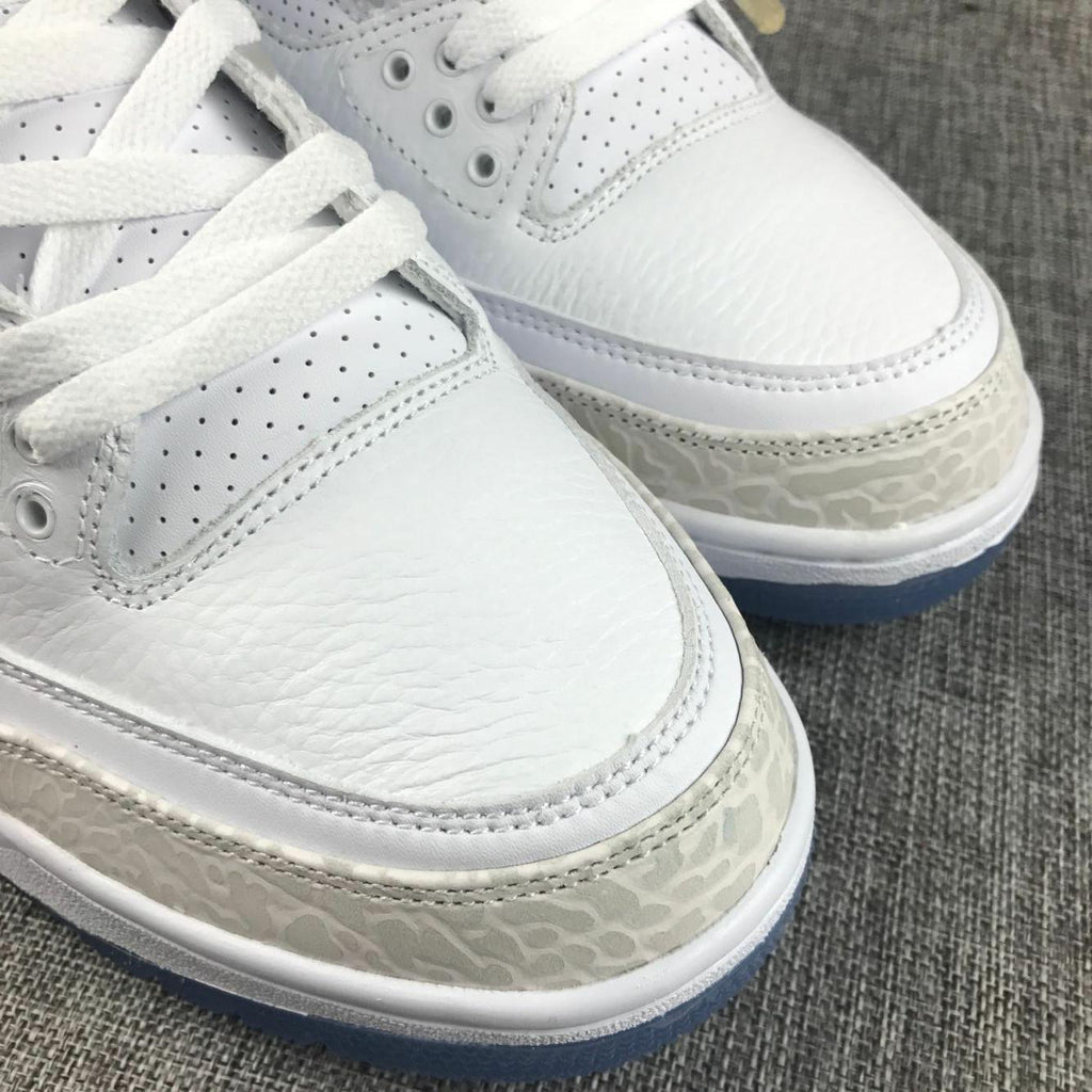 Jordan 3 White Cat Sneakers with Icy Blue Outsole