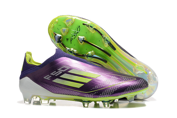 adidas F50 Laceless Firm Ground Soccer Cleats Purple Lime