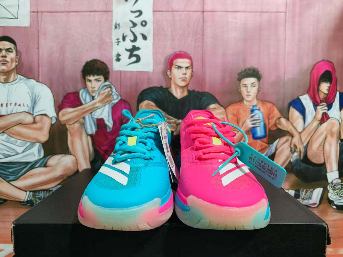Blue Pink Split-Color Basketball Sneakers