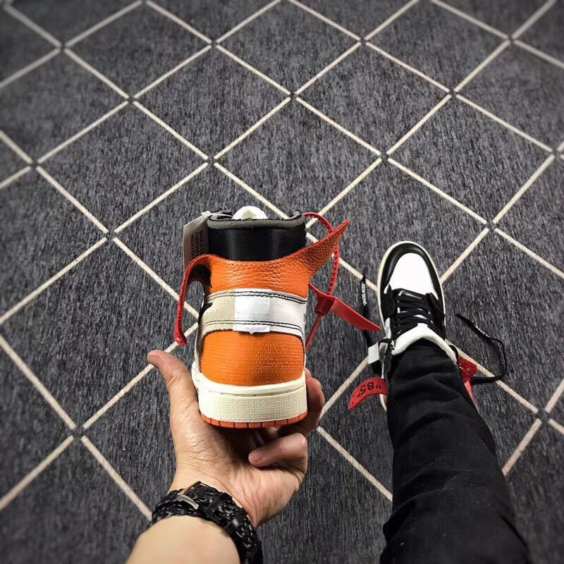 Air Jordan 1 Off-White Black Orange High-Top Sneakers