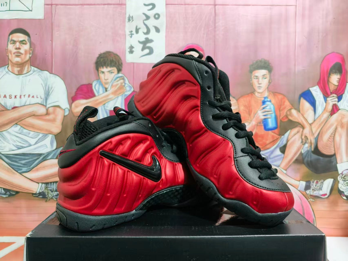 Nike Black and Red Foam-Style Basketball Sneakers