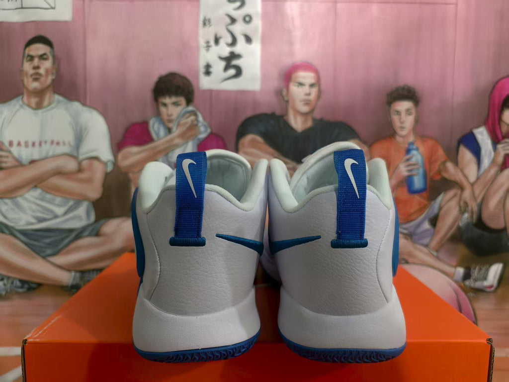 Nike Zoom White and Blue Basketball Sneakers