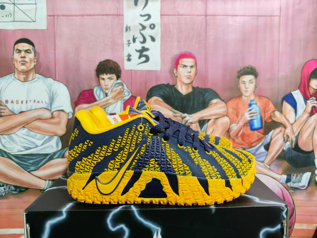 Nike Purple and Yellow Basketball Sneakers
