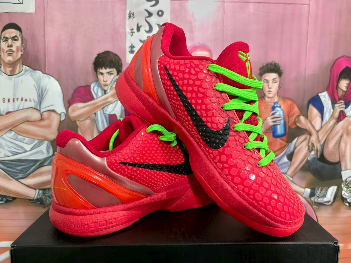 Nike Red Basketball Sneakers with Neon Green Laces