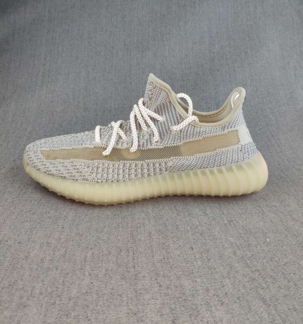 Yeezy 350 V2 Knit Sneakers in Gray and Cream