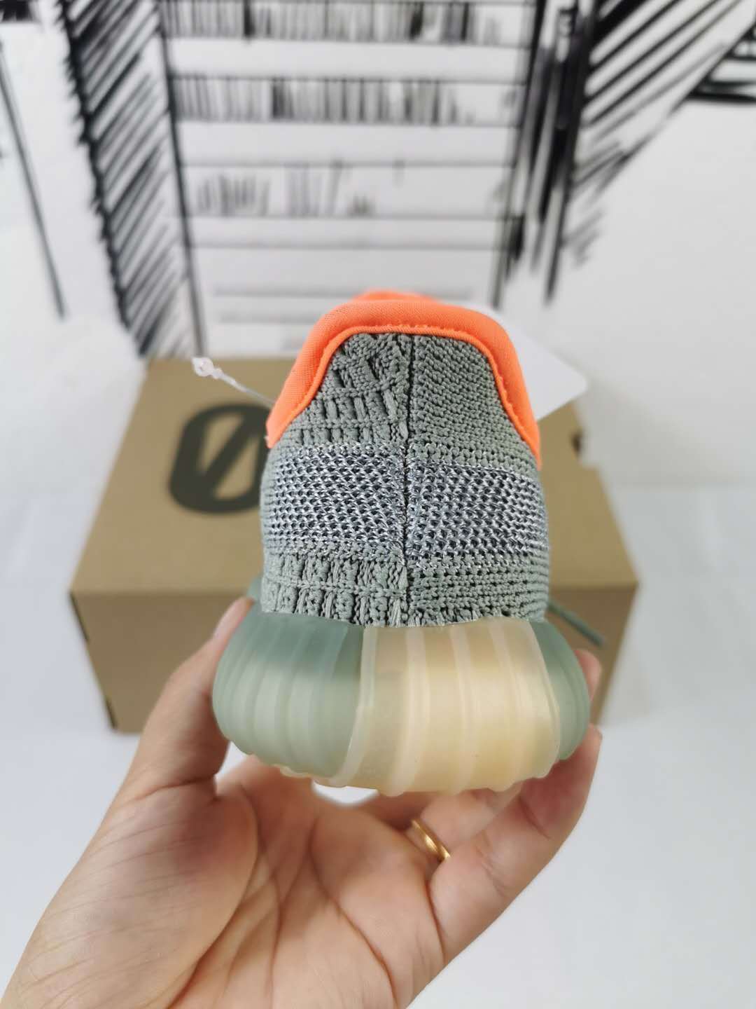 Yeezy 350 V2 Kids' Sneakers in Gray and Orange
