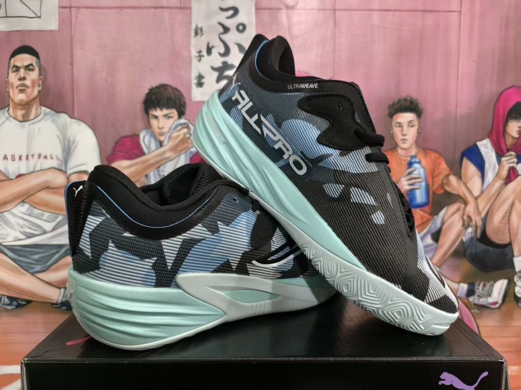 PUMA All-Pro Basketball Shoes in Black and Mint