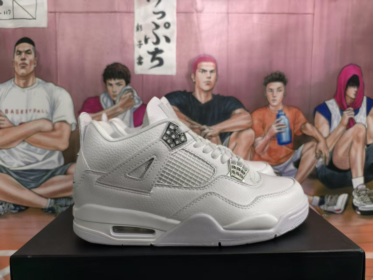 Jordan 4 White Silver High-Top Sneakers