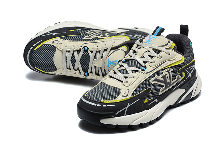 Louis Vuitton Black and Grey Chunky Sneakers with Blue Accents