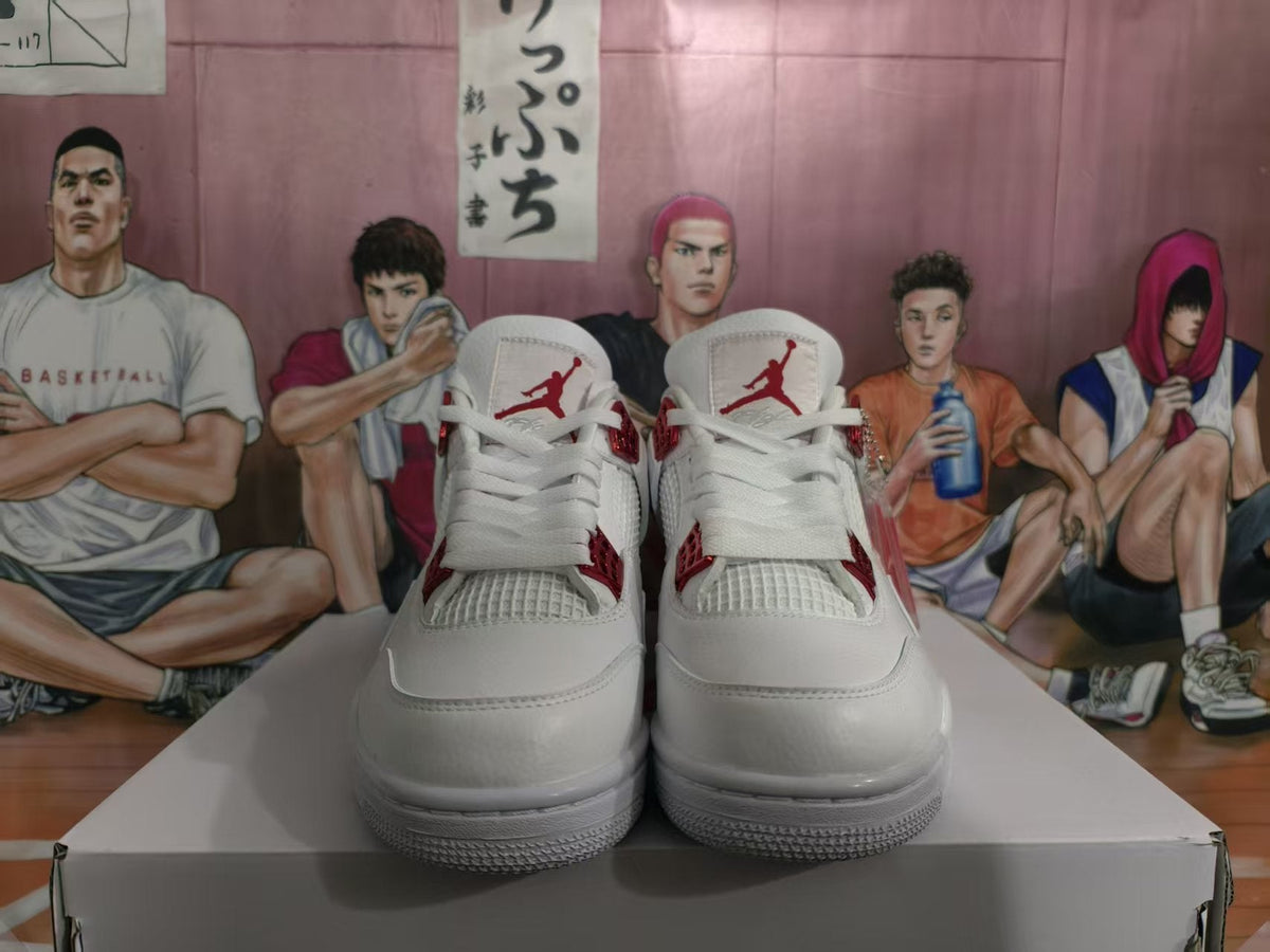 Jordan 4 White Red Basketball Sneakers