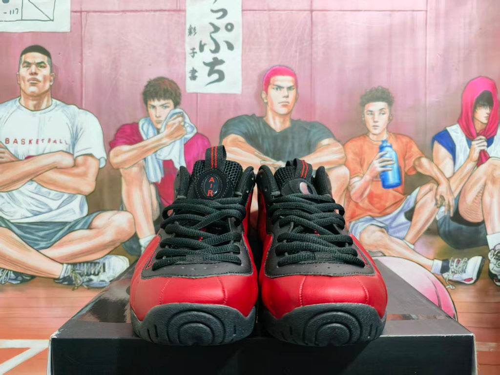 Nike Black and Red Foam-Style Basketball Sneakers