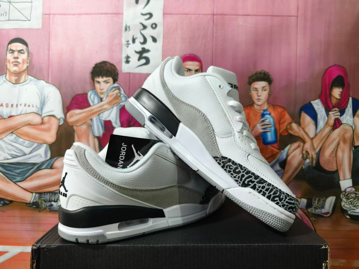 Jordan 3 White Grey Low-Top Sneakers