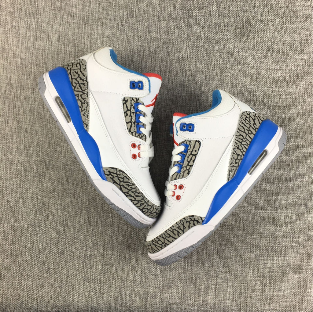 Air Jordan 3 Retro White and Blue Sneakers