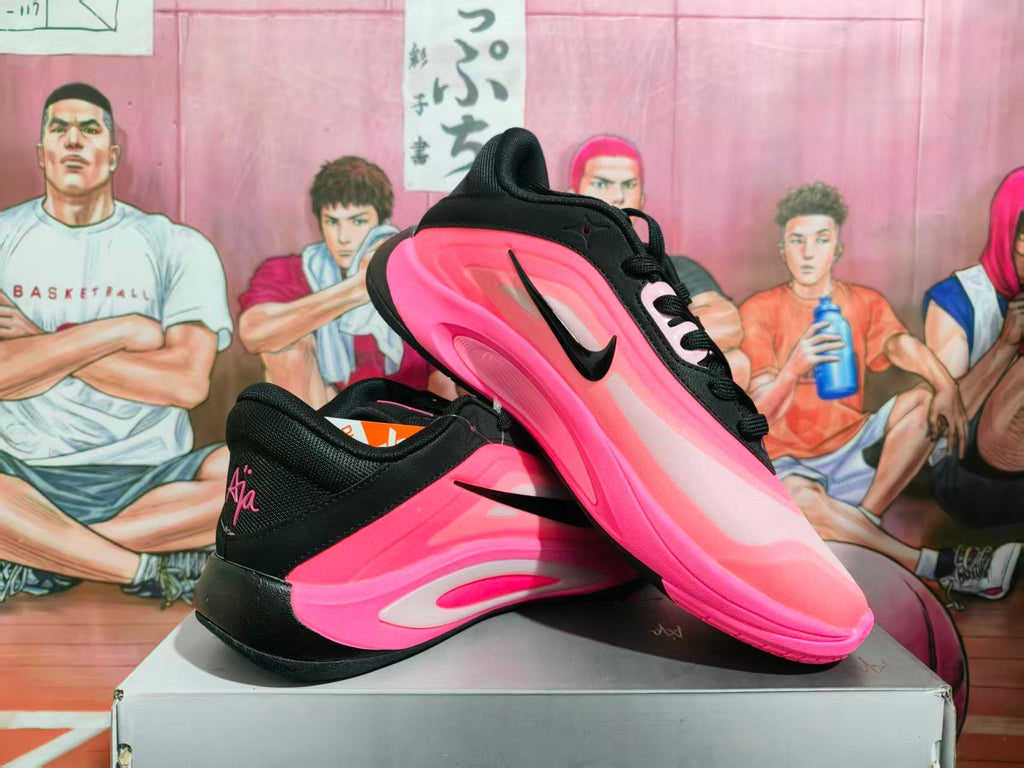 Nike Pink and Black Basketball Sneakers