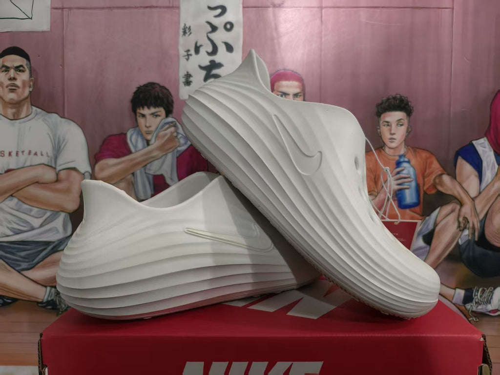 Nike White Perforated Slip-On Clogs