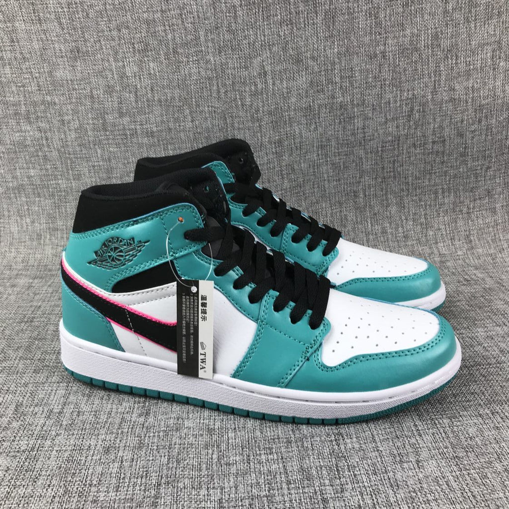 Jordan 1 Mid South Coast Teal White Sneakers 852542-306