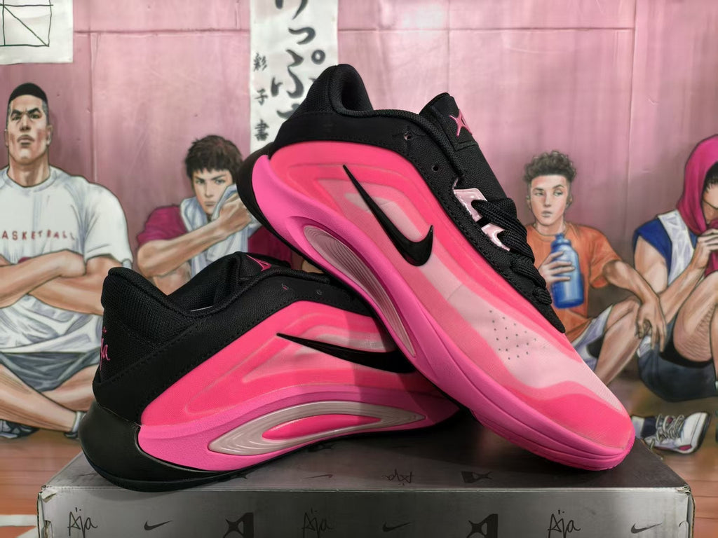 Nike Black and Pink Basketball Sneakers