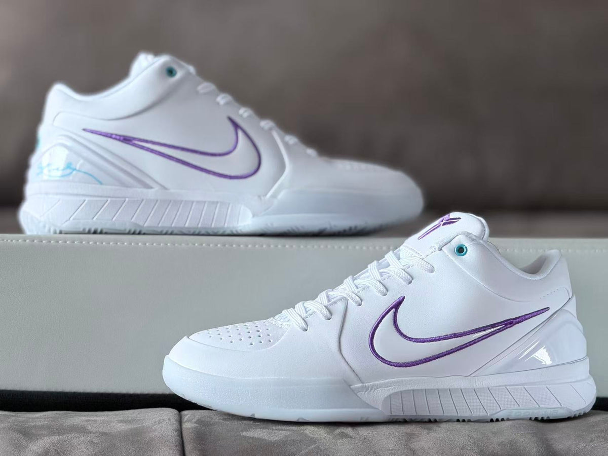 Nike Kobe 4 Low Basketball Shoes White Purple Charlotte