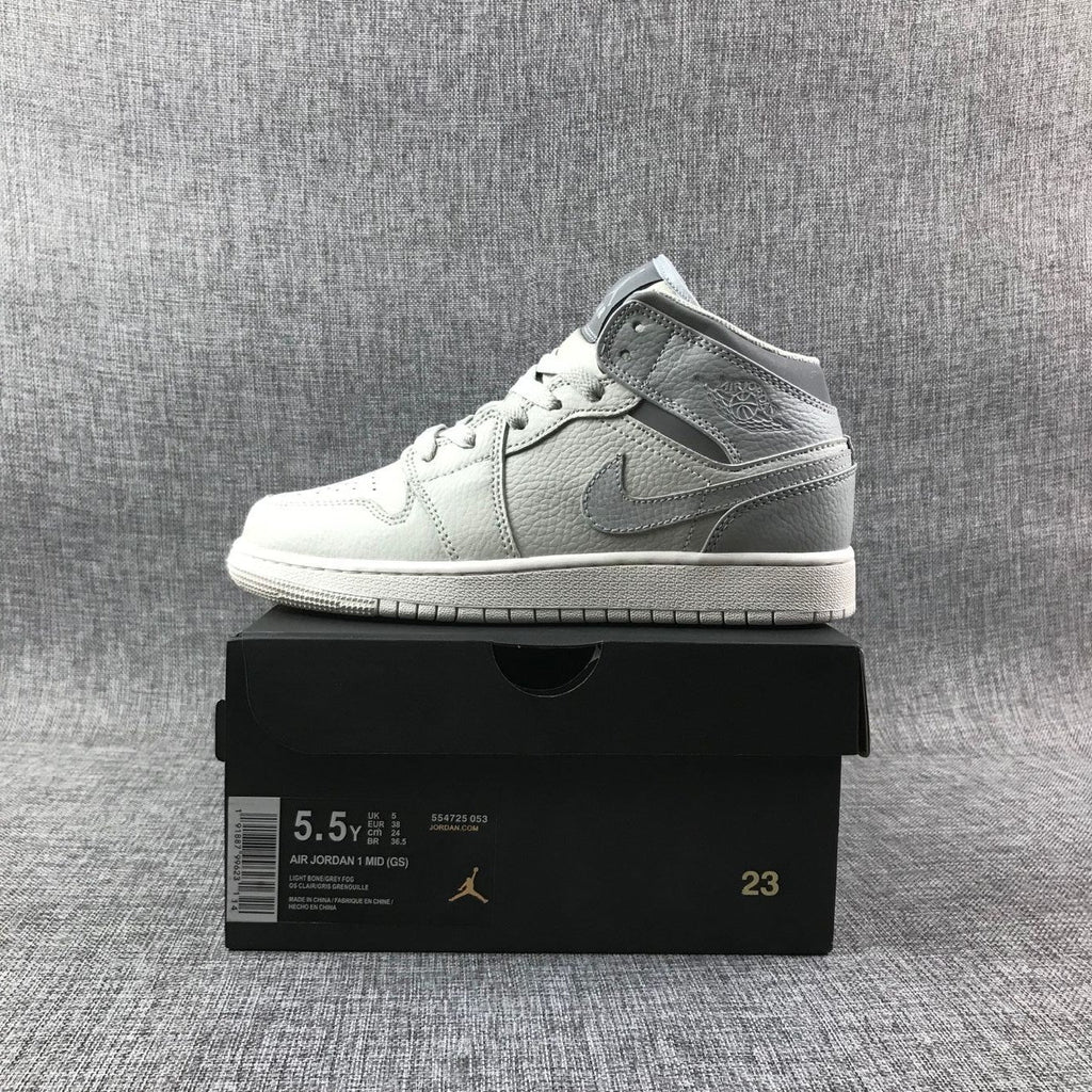 Jordan Air Jordan 1 Mid GS Light Bone Grey Fog Sneakers