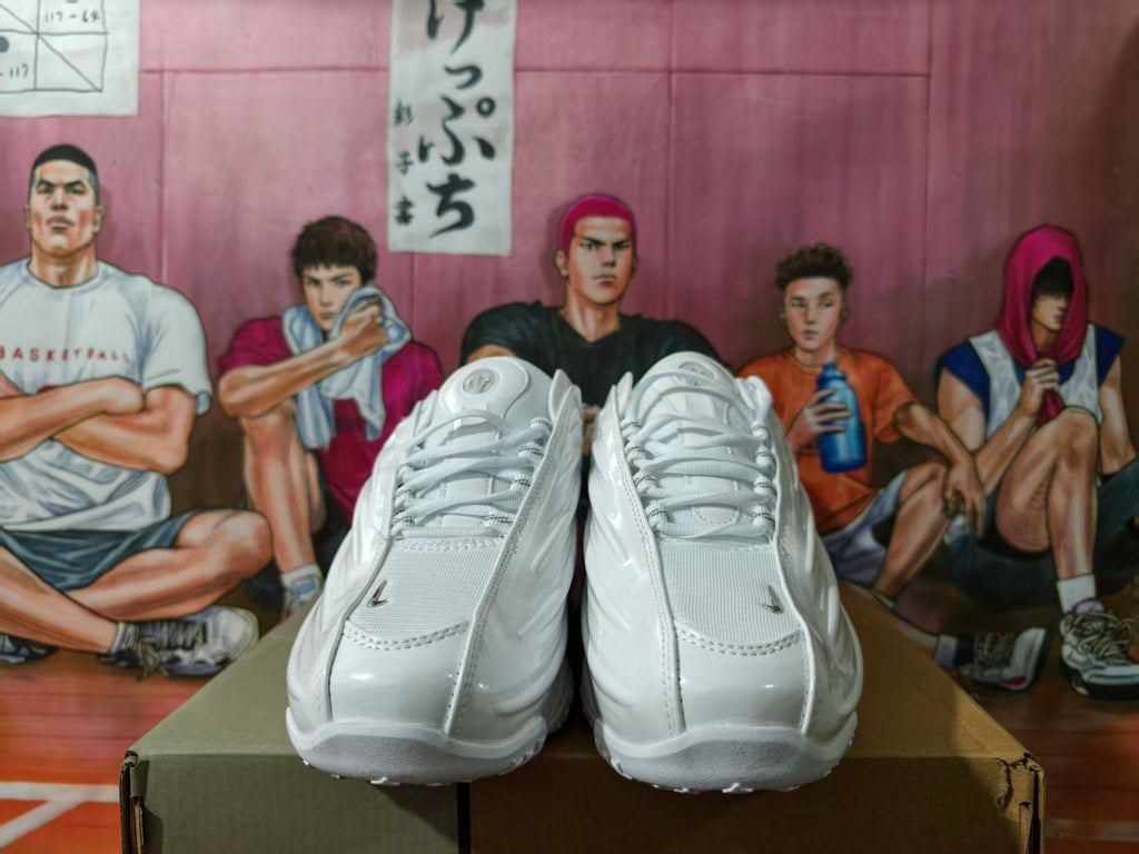 White and Silver Low-Top Sneakers