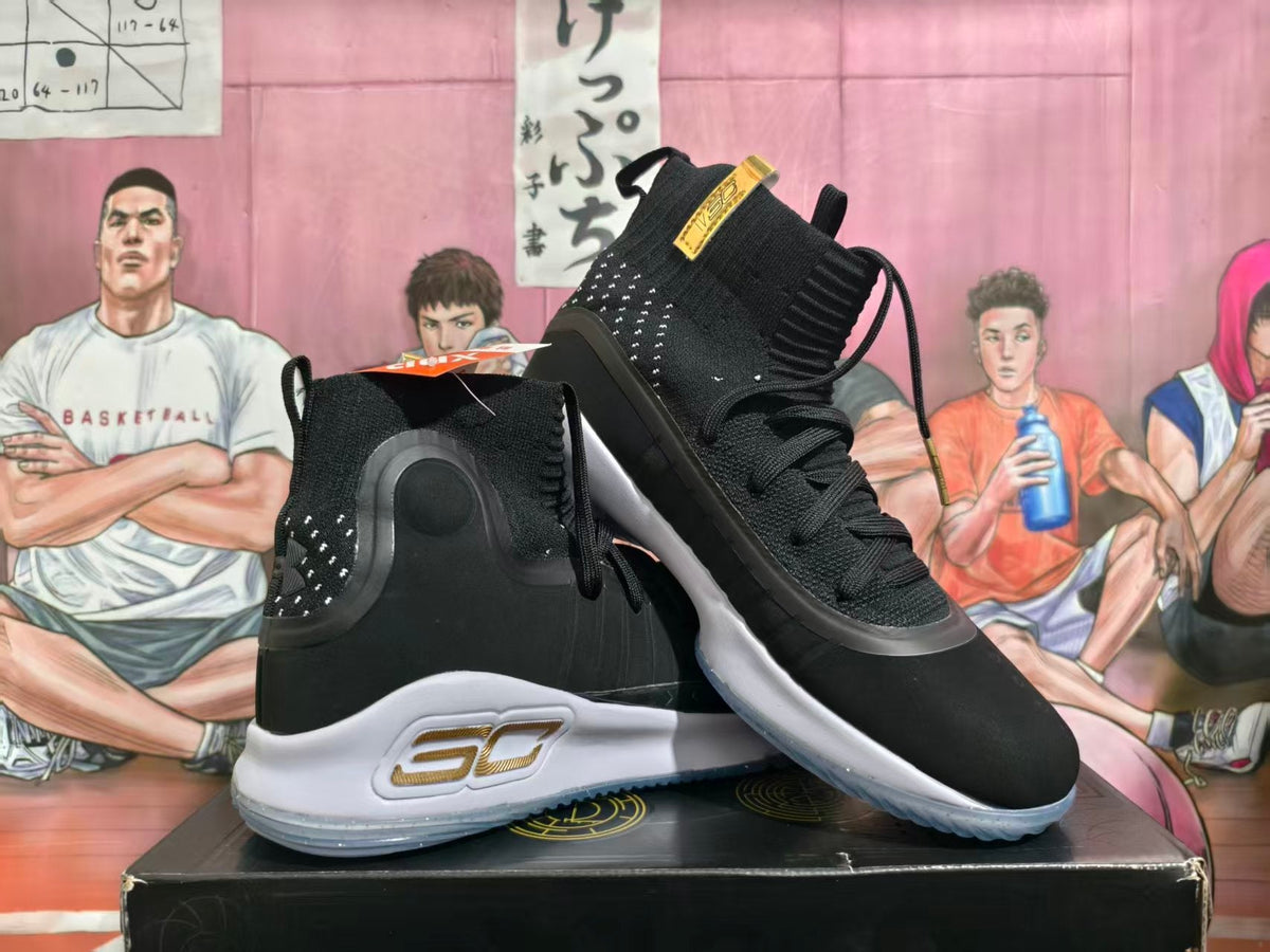 Under Armour Curry 4 High-Top Basketball Shoes, Black/White