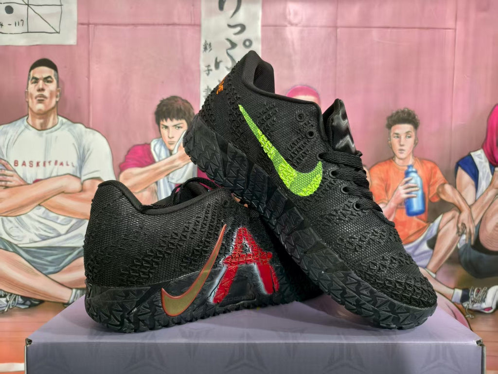 Nike Black Basketball Sneakers with Red and Green Accents