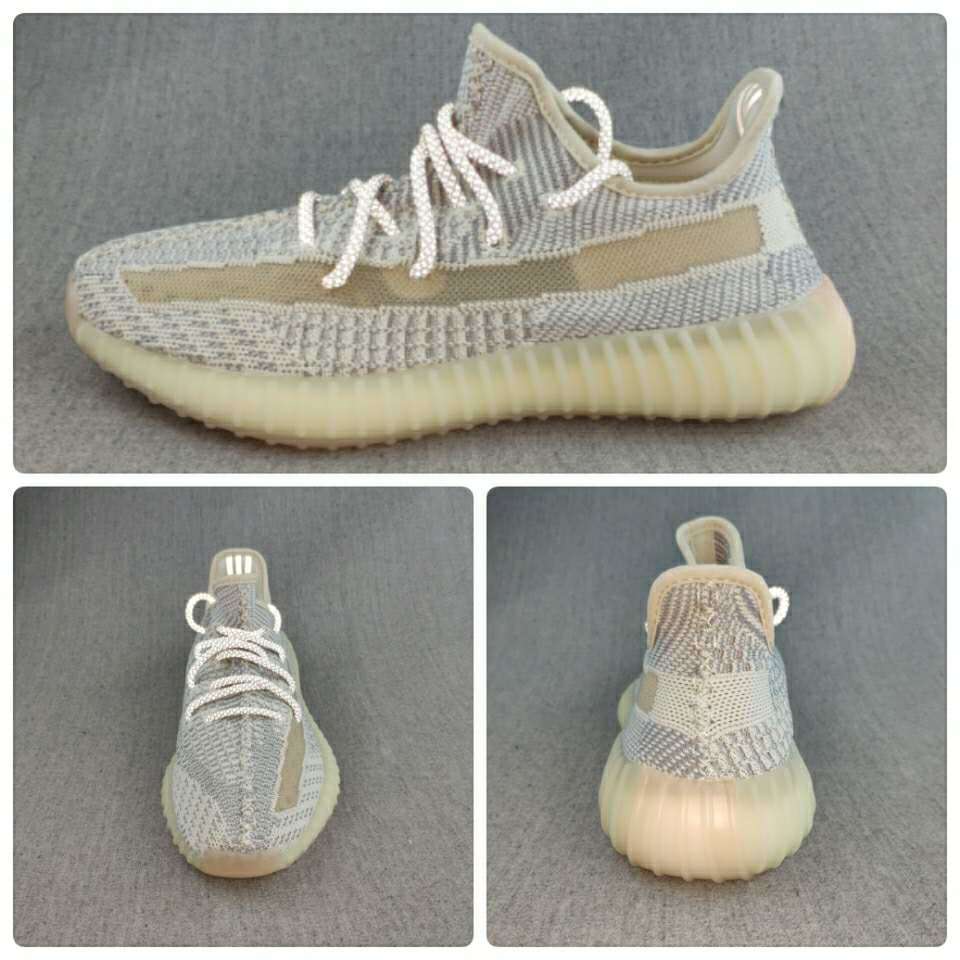 Yeezy 350 V2 Knit Sneakers in Gray and Cream
